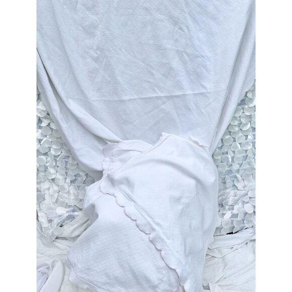 100% Cotton FULL XL White MATELASSE 3 Pc Bed Cover Pink Embroidery Scalloped - Picture 10 of 13